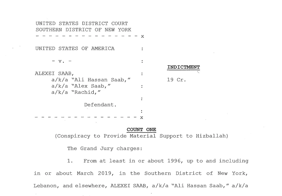 First page of the charging document