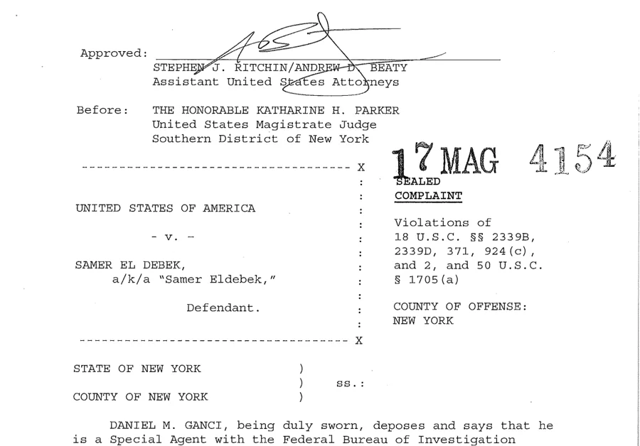 First page of the charging document